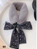 Plush Scarf W/ Leopard Silk Ribbon